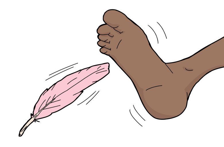 illustration of feather tickling foot