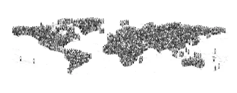 A world map made by people