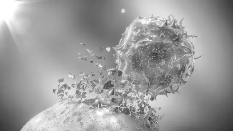 NK Cell förstör en cancercell - bildbanksfoto.
