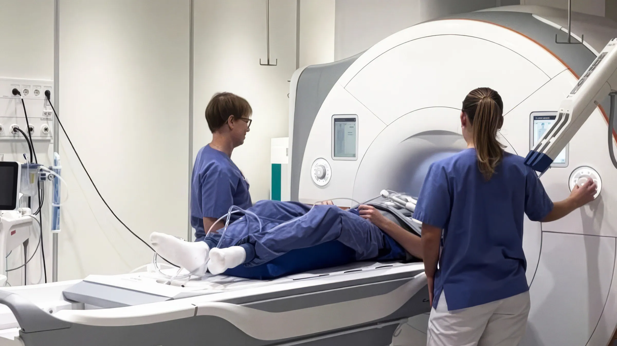 Medical staff at a MRI scan