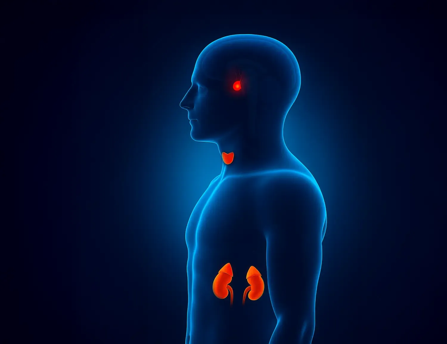 Placering av endokrina organ på människokropp