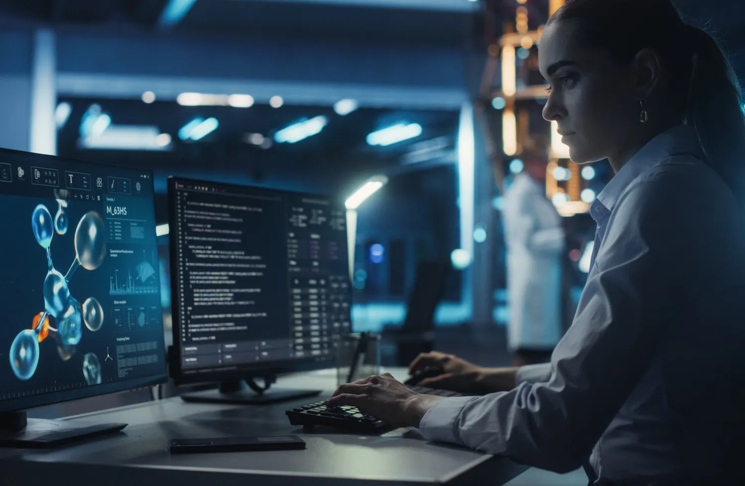 Molecular Modelling Software Working on Display - Bildbanksfoto