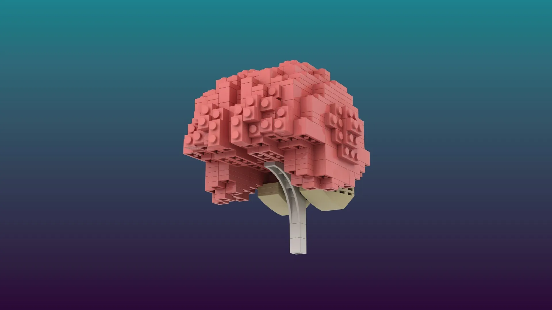 Illustration av en hjärna uppbyggd av Legobitar.