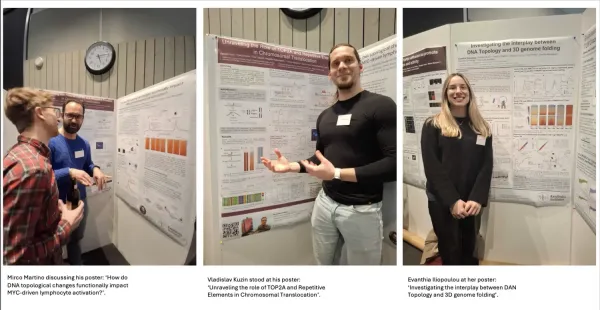 Three people presenting their research.