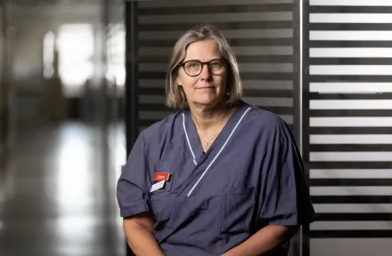 Portrait of Annika Bergquist in scrubs.