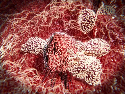 T cells and NK cells attack cancer cell.