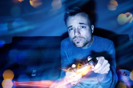 A man who is gaming.