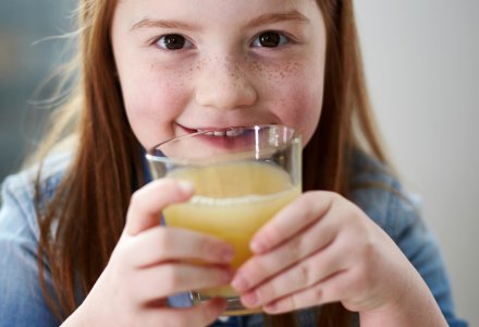Child drinking juice.