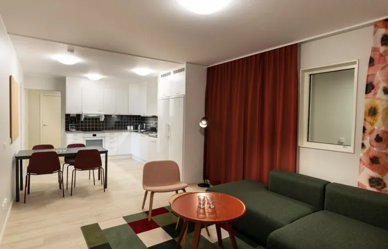 Common living room in a shared 4-bedroom apartment, KI Residence Solna